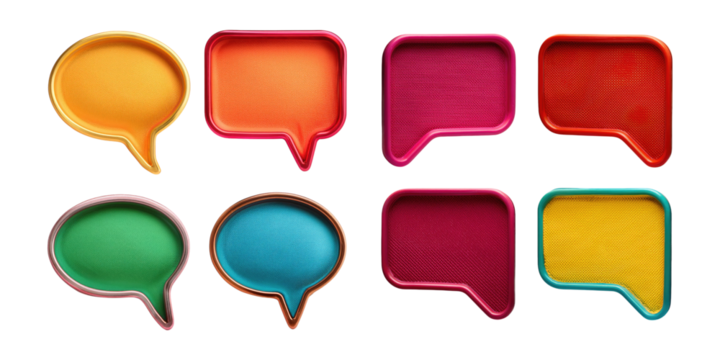 Colorful Speech Bubbles on Transparent Background