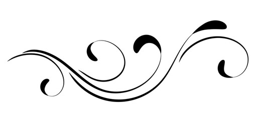 Floral ornament with leaves and abstract wave lines. Graceful element for decor and greeting or invitation card design