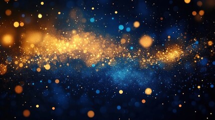 Fototapeta premium gold bokeh lights sparkling on blue abstract background