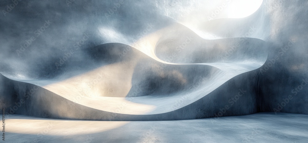 Poster Monochromatic Abstract Composition Soft Gradients Light Shadow Texture Background Minimal Design