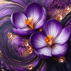 crocuses close up with crystals 