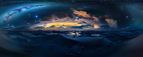 Dramatic Night Scene Wallpaper and Background of Endless Dunes in the Sahara Desert
