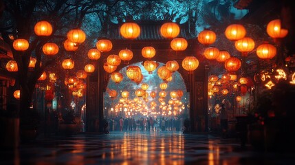 Obraz premium Summer Festival Night Market Scene