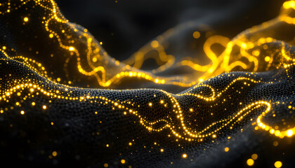 Abstract Golden Waves: A Digital Art Exploration of Light and Dark