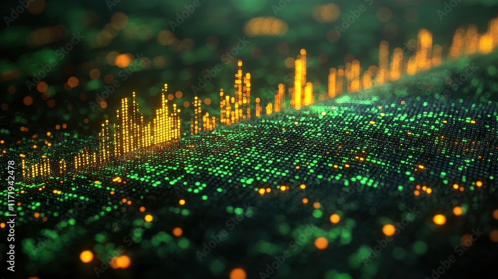 Poster visualizing digital data trends virtual environment graphic design abstract viewpoint technology con
