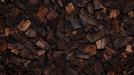 Dark Brown Wood Fragments Arranged in a Pattern
