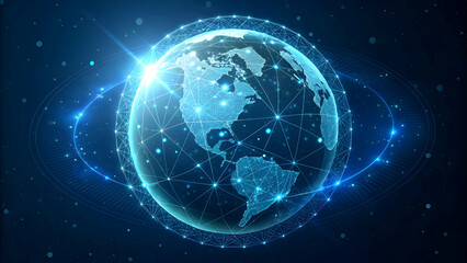 Digital Global Network with Earth and Connections in Space Design