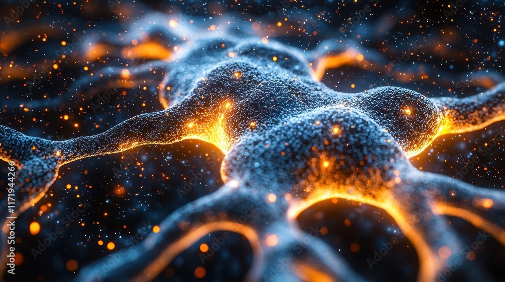 Poster neural activity visualization digital art science abstract environment close-up view technological c