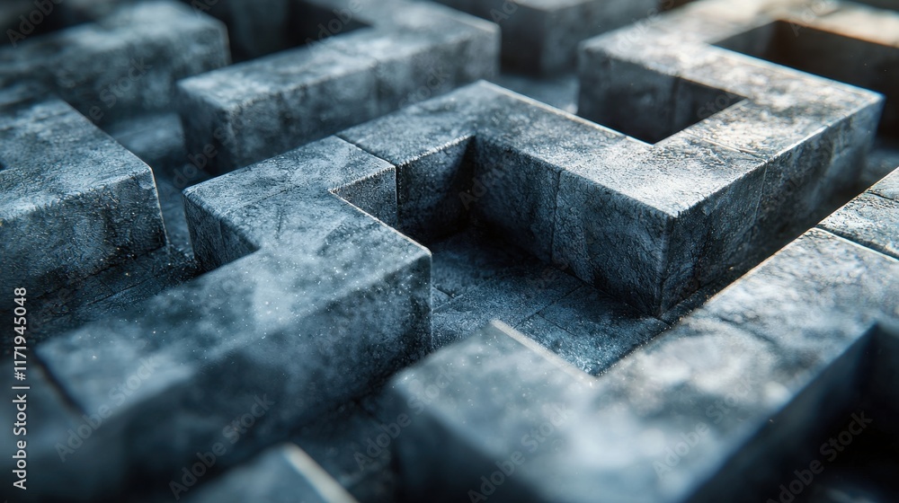 Poster intricate maze structures abstract design digital art urban environment close-up perspective concept