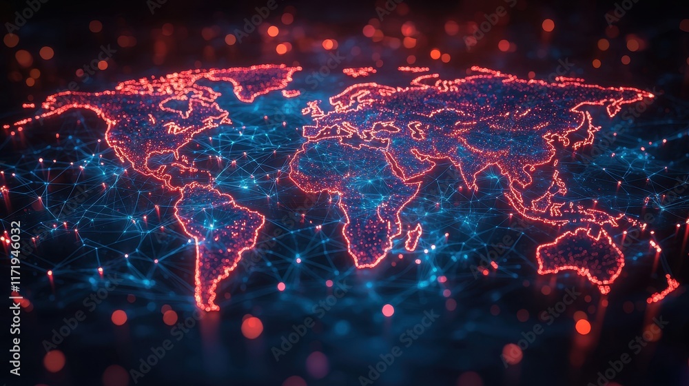 Poster global network map visualization digital world infographic data high-tech environment aerial perspec
