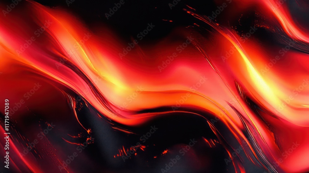Poster abstract flowing red and black patterns with smooth gradients and high contrast lighting