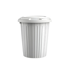 White plastic trash can with lid isolated on transparent background.