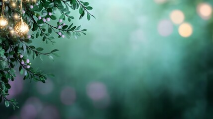 Softly illuminated greenery with a dreamy background.