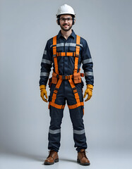 Portrait of a Smiling Construction Worker in Full Safety Gear