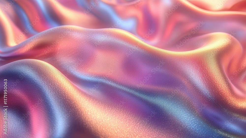 Aufkleber flowing colors of iridescent fabric abstract art textured display vibrant environment close-up view 