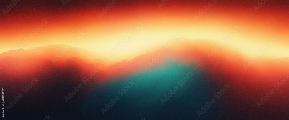 Aufkleber Teal Orange Gradient Abstract Background Vibrant Retro Wave Design Smooth Texture Copy Space