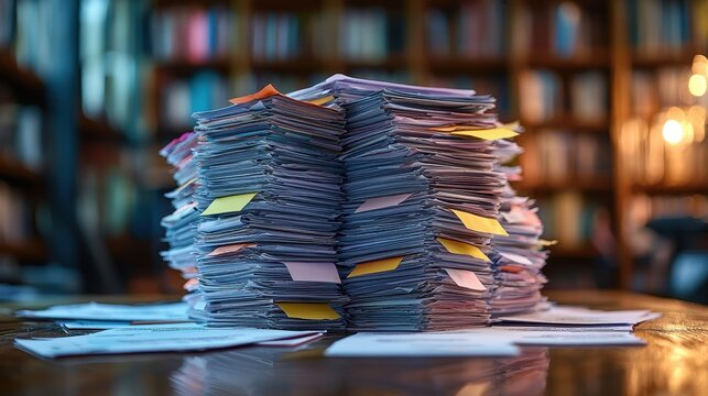 Organizing paperwork home office document management cozy workspace tidy environment focused viewpoint productivity concept