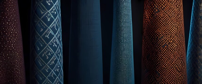 An artistic collection of patterned fabric swatches inviting tactile exploration