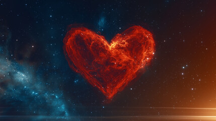 Red heart in the night. valentine background with heart. Valentine’s Day greeting