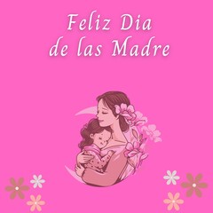 Happy Mother's Day silhouette of a mother holding her child.