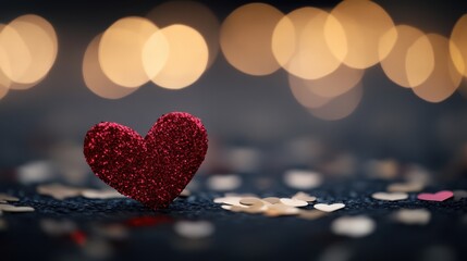 Fototapeta premium A vibrant red heart rests gracefully on a table, symbolizing love and affection, perfect for celebrating the warmth of Valentine's Day.