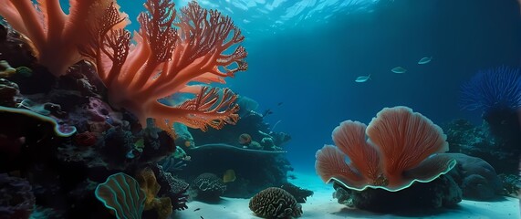 Obraz premium Artistic expressions of coral attached to vibrant underwater life flourishing