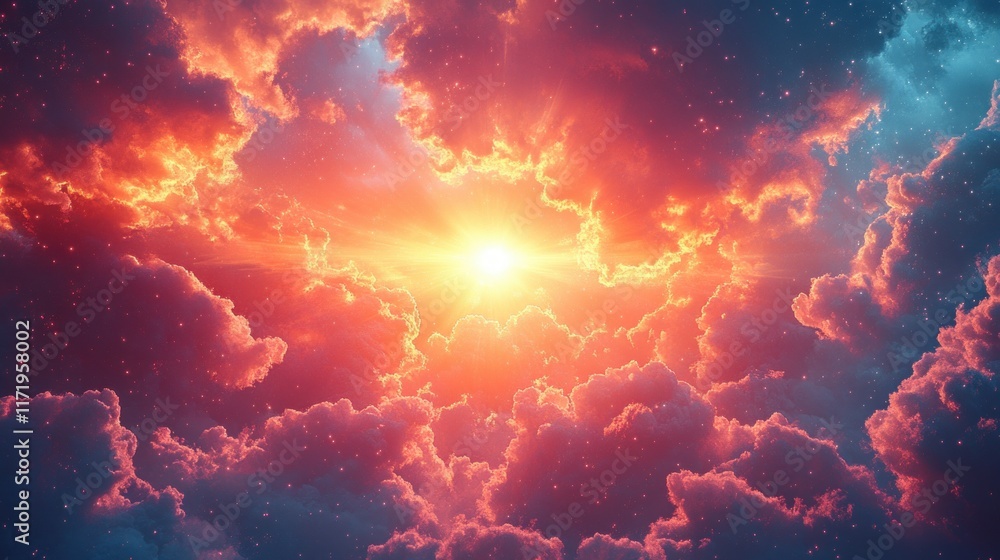 Poster sky clouds sunlight reflection background generative ai