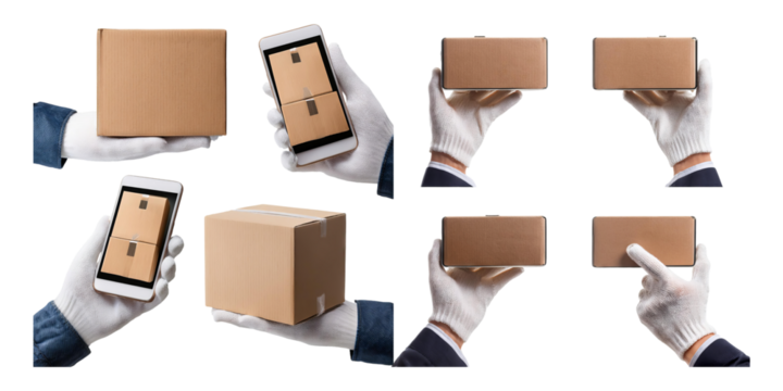 hand hold box, delivery concept isolated on transparent background