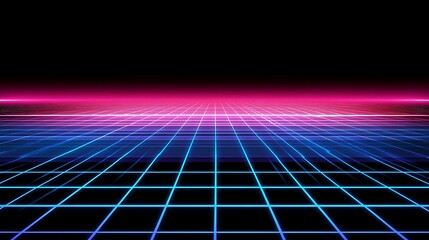 Retro Futuristic Grid Lines Neon Glow Design