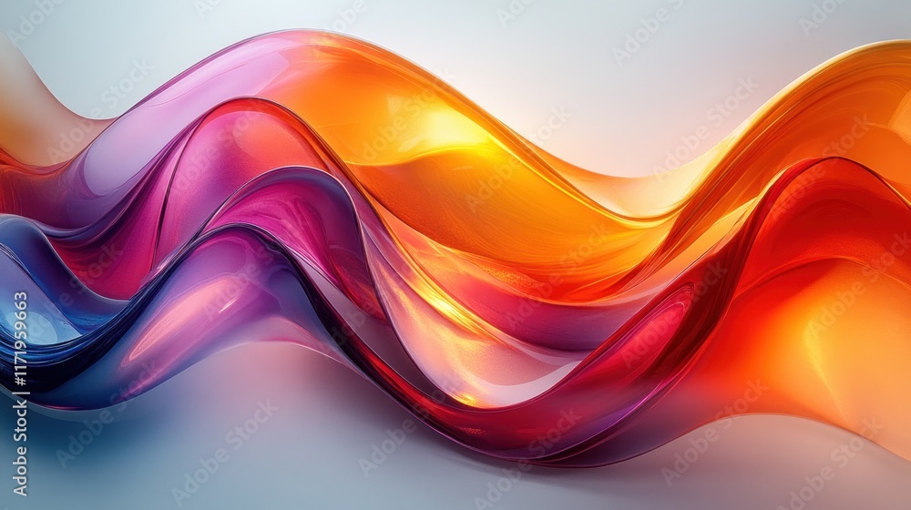 Poster vibrant abstract refraction with smooth curves and deep shadows