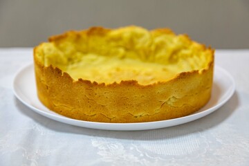 Traditional empty baked pastry dough ready for making pies. Frola