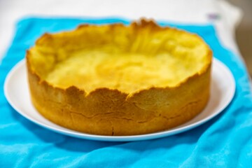 Traditional empty baked pastry dough ready for making pies. Frola