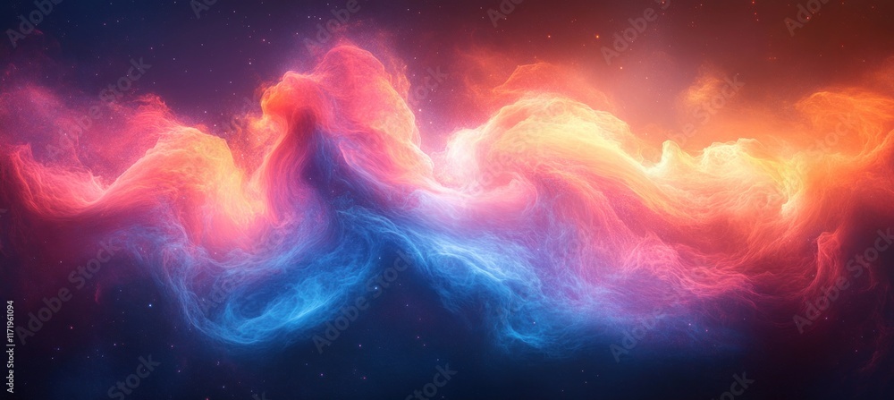 Poster abstract digital art background with vibrant blue and red gradient soft textures