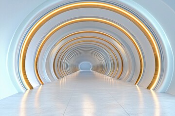 Obraz premium The futuristic tunnel boasts a sleek, minimalist design, with clean lines and a monochromatic color scheme