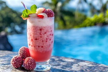 Refreshing Lychee Smoothie by Poolside