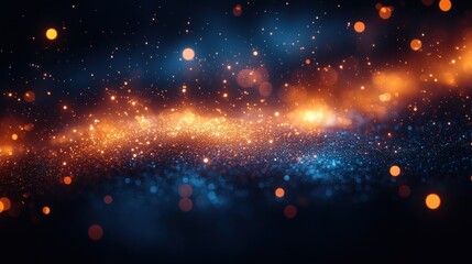 Obraz premium golden bokeh lights abstract background with sparkling confetti effect