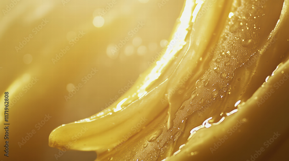 Poster close up of banana with soft light effect, showcasing its smooth texture and vibrant color. image ca