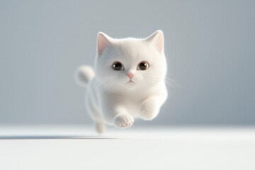 Cute Little Cat Running. Adorable 3D Kitten Running with Playful Energy