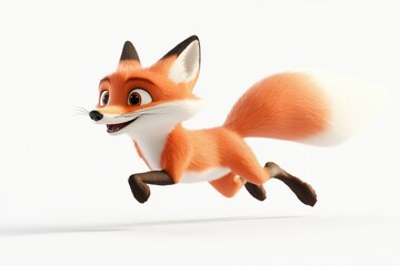 Fototapeta premium 3D Cartoon Fox Running on light background.
