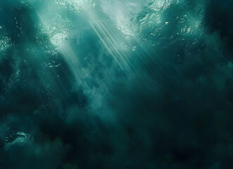 Fototapeta premium Underwater Light Rays in Dark Teal Water