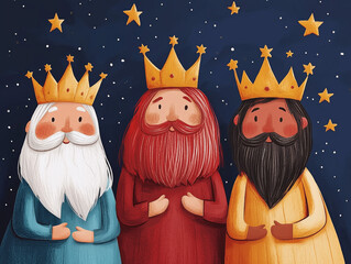 Children's illustration of the three wise men from the east