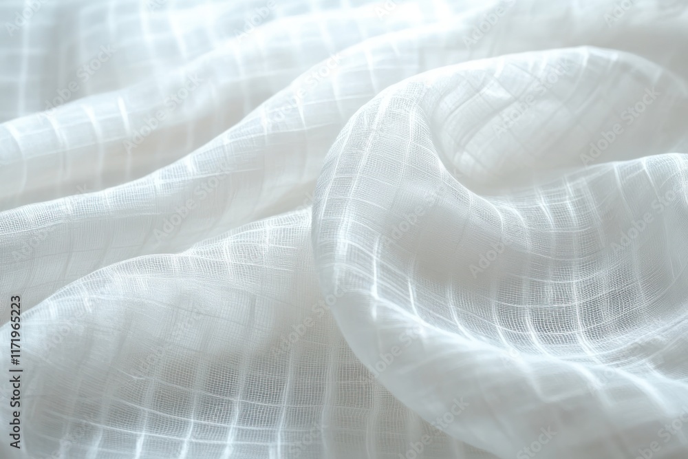 Poster Elegant Abstract Texture of Soft White Fabric with Delicate Weave Patterns and Natural Light