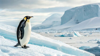 Obraz premium Majestic Emperor Penguin Standing on Ice in Remote Arctic Landscape
