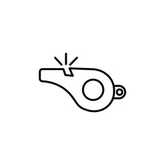 Whistle linear icon. Sports equipment. Training. Referee whistle. Warning signal. Sound attention during the match. Thin line illustration.