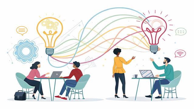 Creative Collaboration in Modern Workspace with Idea Exchange