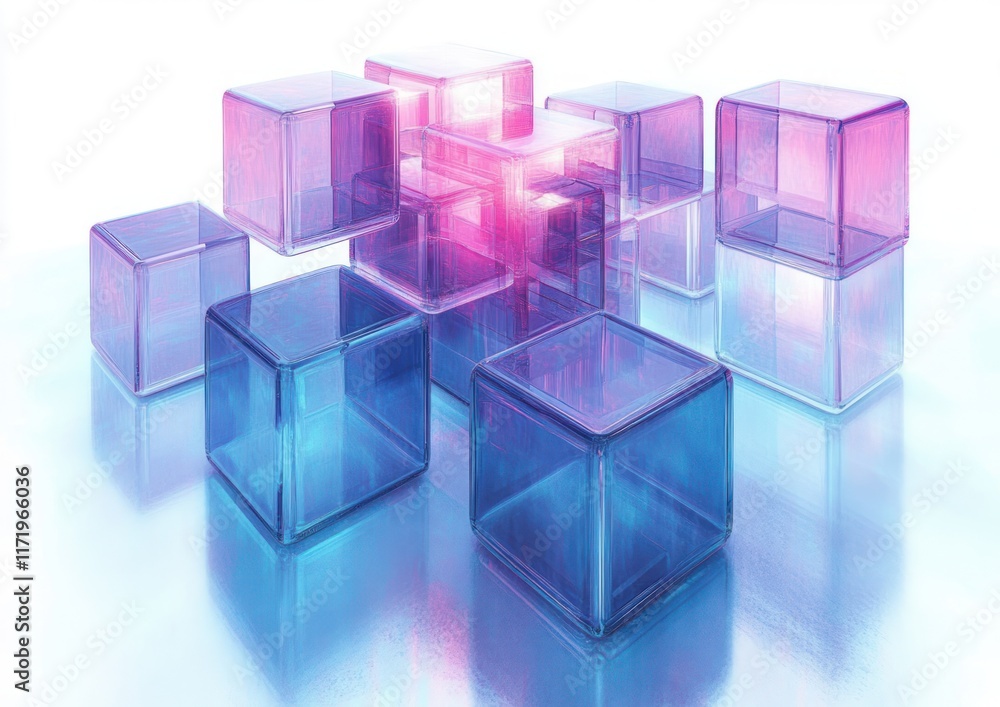 Poster futuristic abstract background with geometric cubes and soft lighting