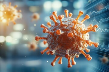 A digital 3D visualization of the coronavirus epidemic showcases the spread of the virus through detailed maps, charts, and graphs