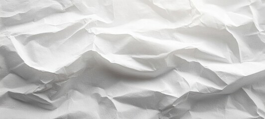 Obraz premium Crumpled White Paper Texture Background with Shadows and Creases for Graphic Design