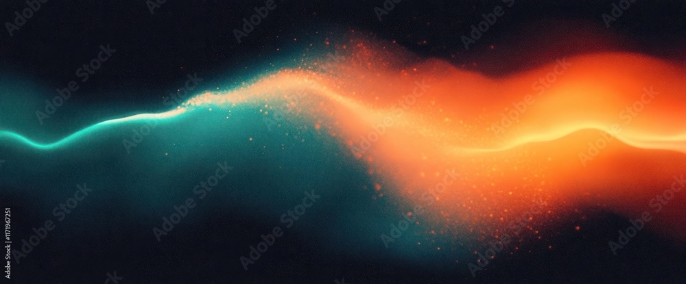 Poster teal orange dark gradient abstract background with vibrant retro noise texture