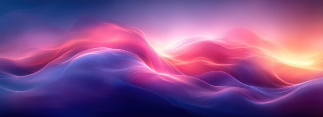 Obraz premium Abstract Gradient Flowing Wave in Purple Blue on Black Background Ethereal Design